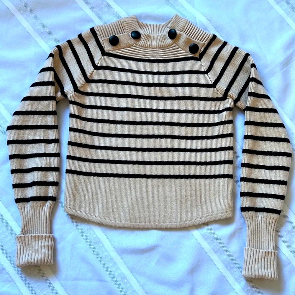 Tan with black stripes crop sweater.